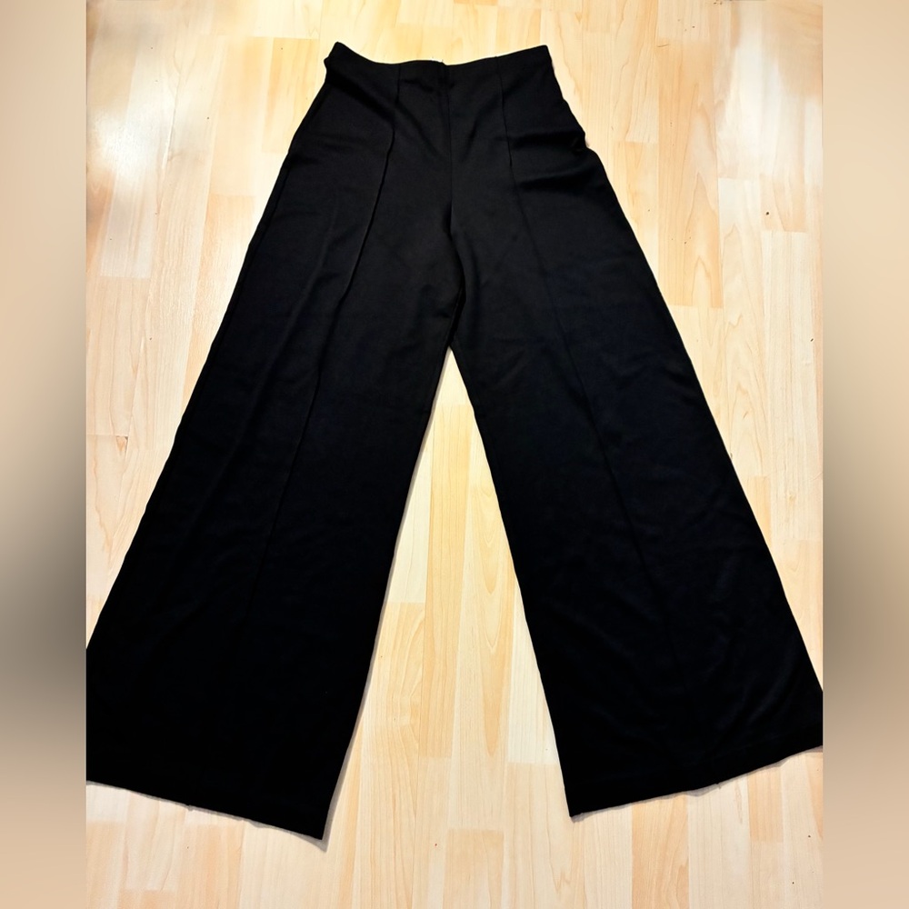Max Studio Black Wide-Leg Pintuck High Waist Pants NWT